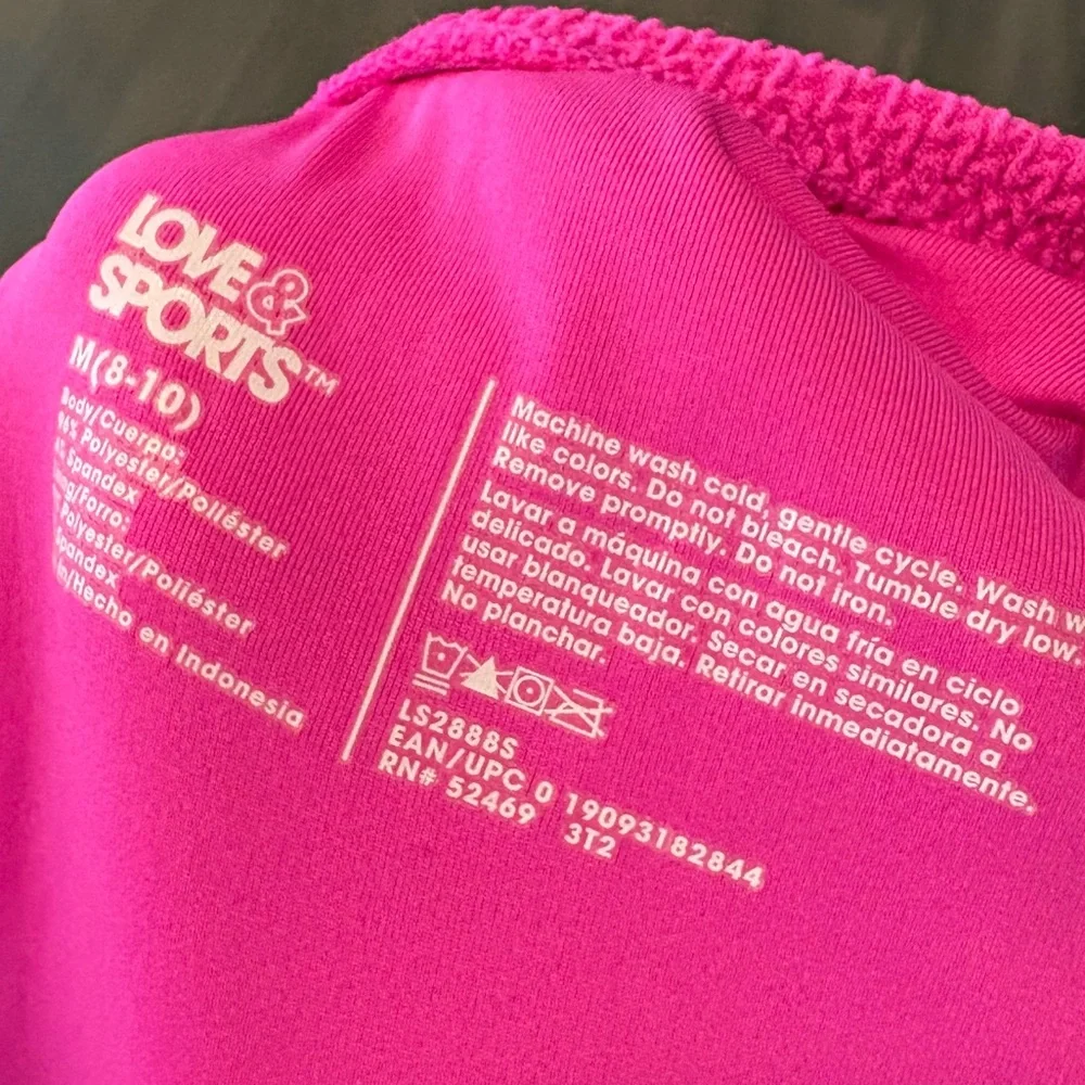 Love & Sports Pink Textured One Piece Swimsuit Size Medium - Picture 7 of 7